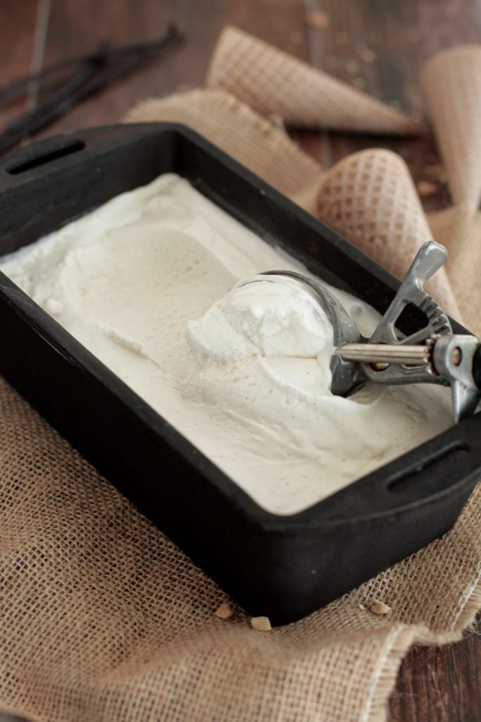 The BEST homemade vanilla bean ice cream. No processed ingredients, no guilt.
