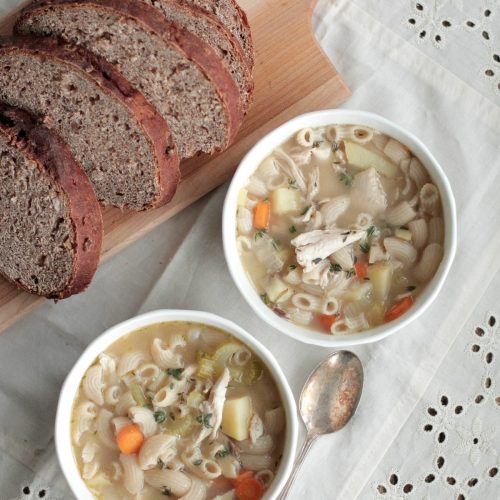 homemade chicken noodle soup in the slow cooker