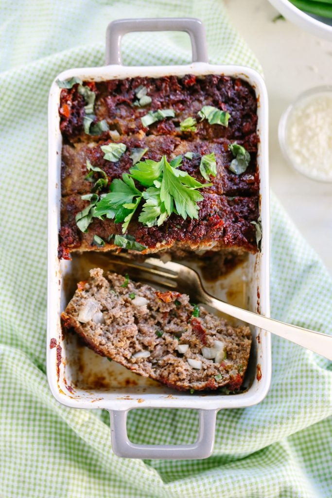 Sundried Tomato and Herb Meatloaf. If you're not a meatloaf fan, this recipe will change your mind! It's the best meatloaf I've ever made.