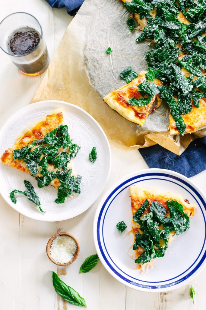 I'm not a huge kale fan, but this pizza is amazing! The kale has a lemon and garlic twist that pairs so well with the easy homemade pizza. Big family favorite! Feels gourmet, but it's super easy to make!