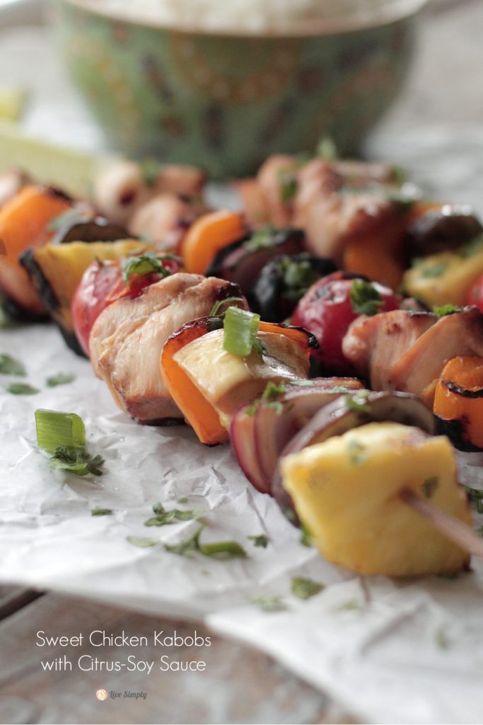 Sweet Chicken Habobs with Citrus Soy Marinade. Nothing says summer quite like a grilled meal of meat and veggies.