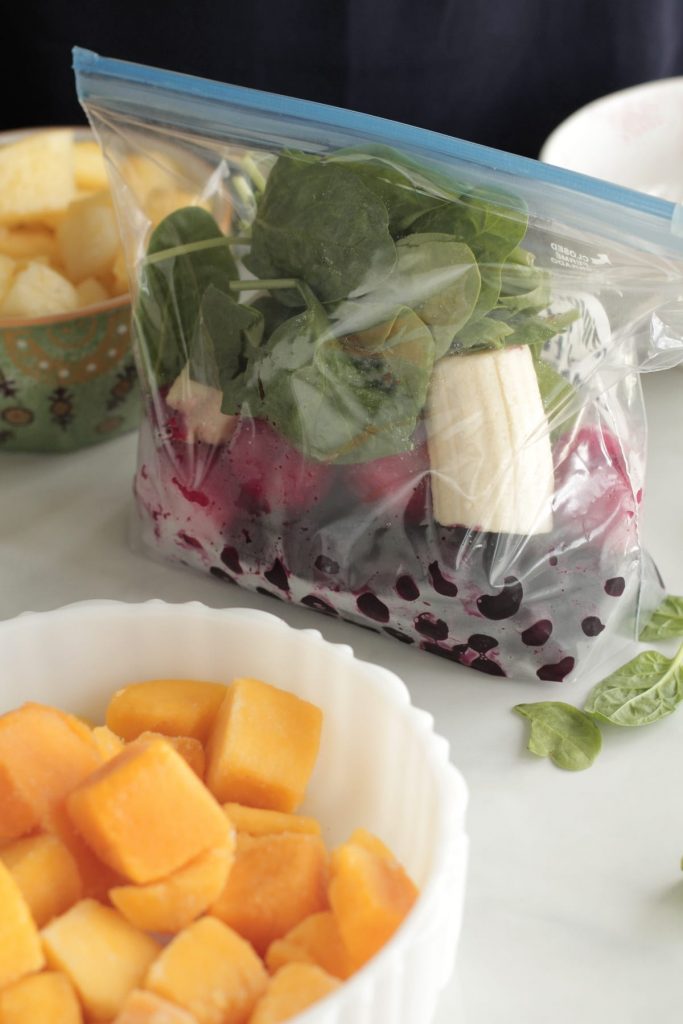 DIY Freezer Smoothie Packs and Smoothie Recipes. Save money and time with homemade freezer packs. Simply freeze and add the ingredients to the blender. A healthy homemade smoothie can be enjoyed in just seconds. These are great for older kids and teens who can make their own snack too.