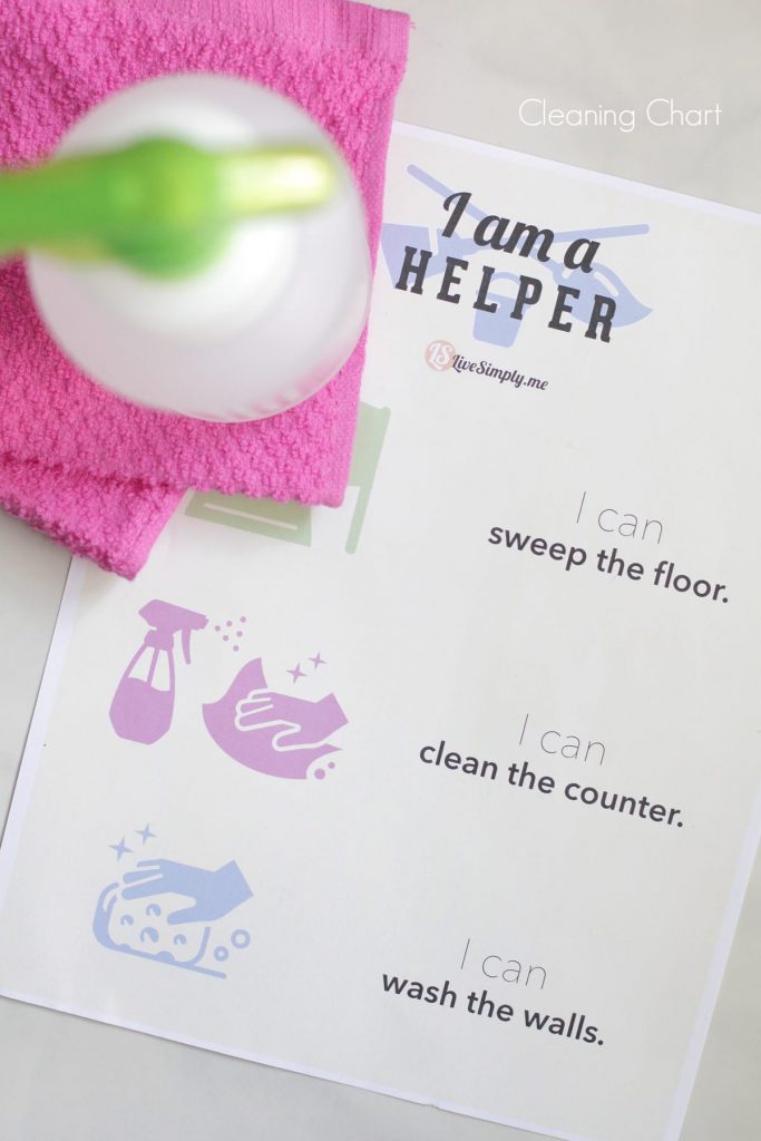 DIY Natural Kids' Cleaning Kit + Free Printable Chart - Live Simply