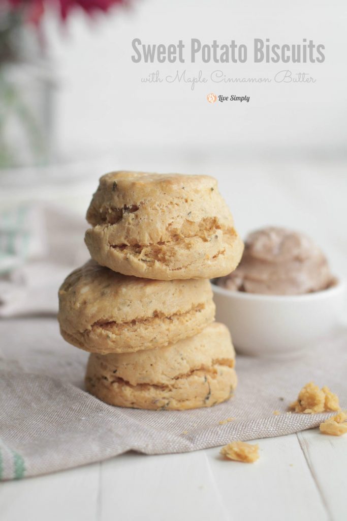 Whole grain sweet potato biscuits with fresh cinnamon maple butter make the perfect treat anytime of the year!