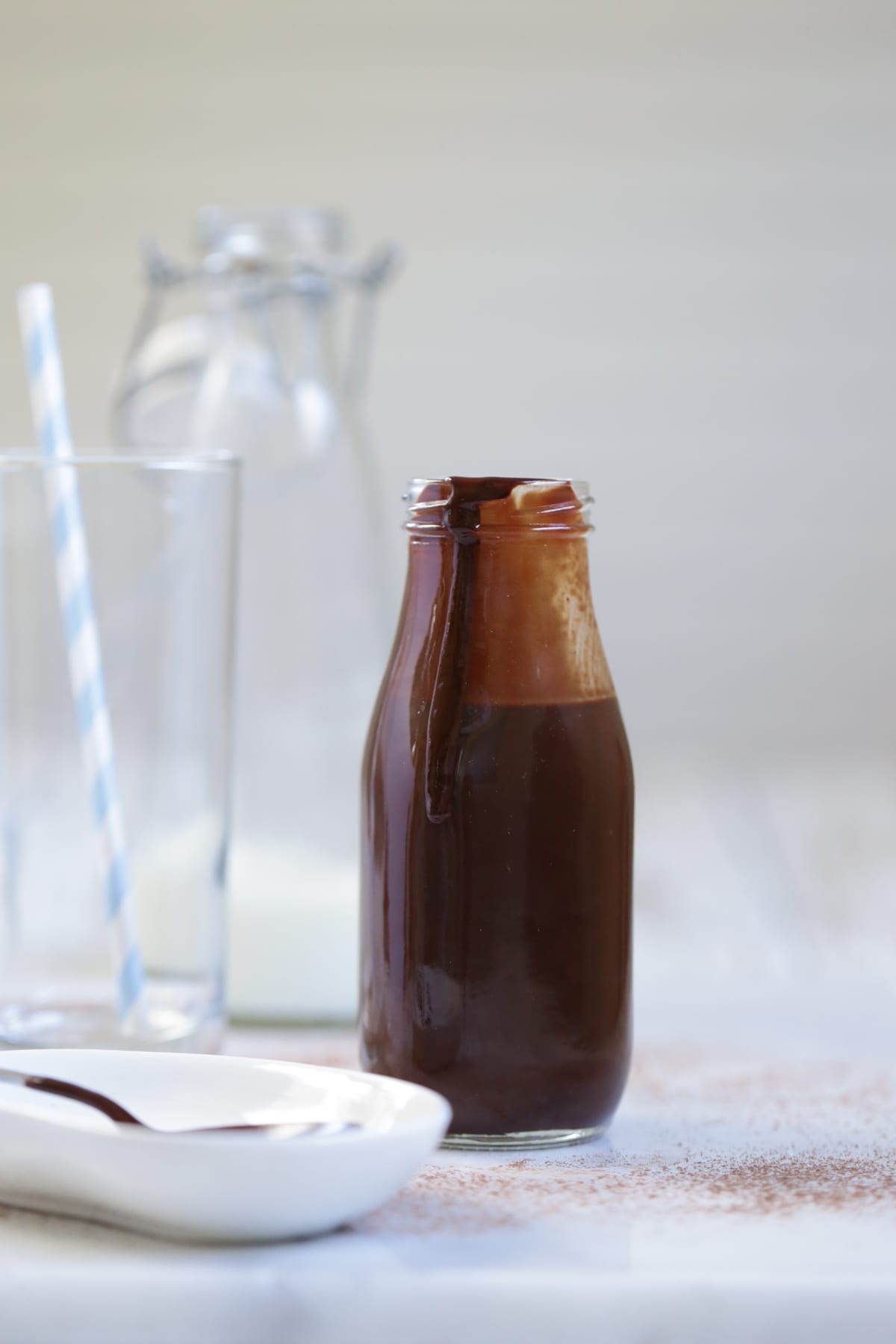 Homemade Chocolate Milk Syrup without refined sugars or artificial colors. The healthy, fun, and easy way to do chocolate milk. 
