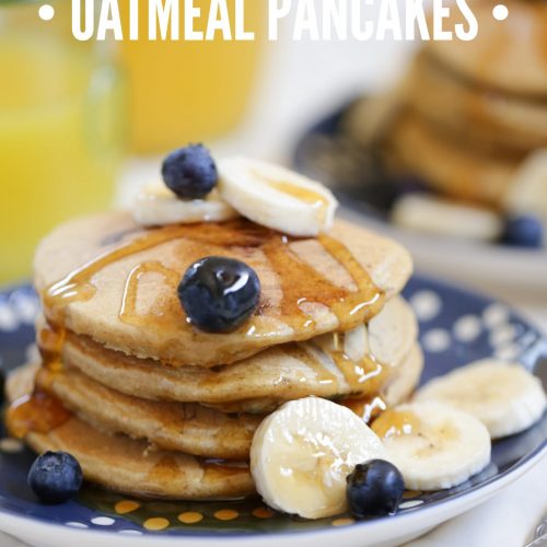 Blueberry Surprise Oatmeal Pancakes