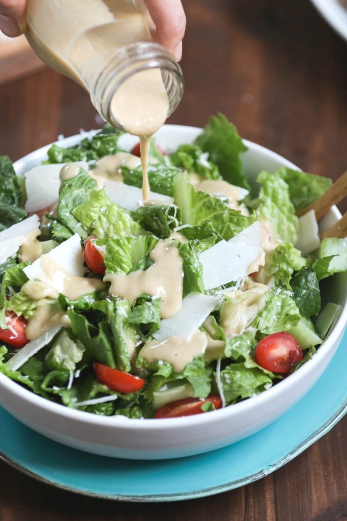 Homemade Probiotic Chicken Caesar Salad! This Caesar Salad Recipe is amazing. This dressing is packed with real healthy ingredients and a natural probiotic ingredient.