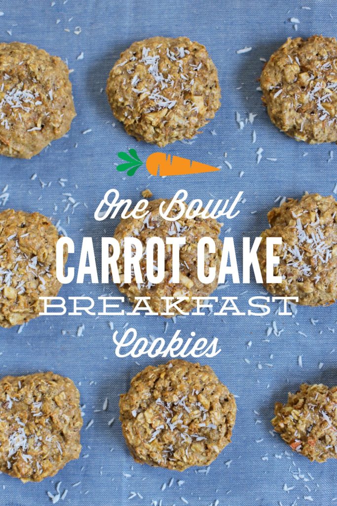 One Bowl Carrot Cake Breakfast Cookies: A healthy breakfast cookie made with oats and whole grain flour the whole family will love!