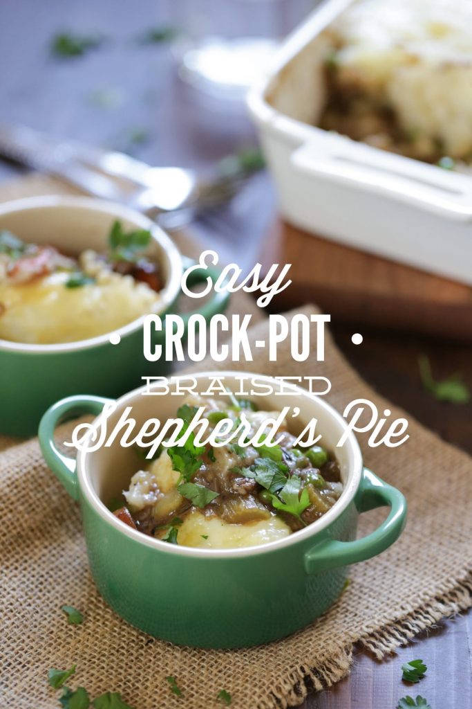 Super simple homemade (real food style) crock-pot shepherd's pie made in the crock-pot. This recipe uses the crock-pot to braise the beef in beer (or beef broth). Zero processed food ingredients. Healthy, real food crock-pot shepherd's pie you can make even on a busy weekday!