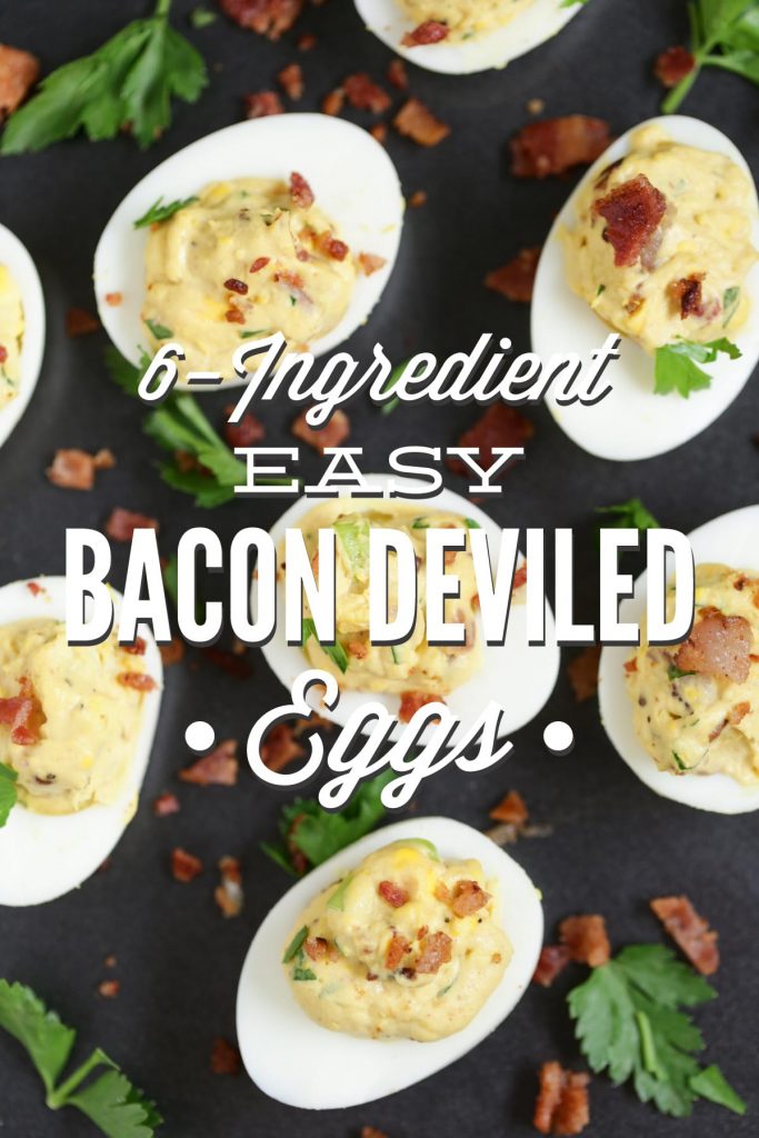 Easy Bacon Deviled Eggs: Only 6 ingredients are required to make the BEST deviled eggs! 