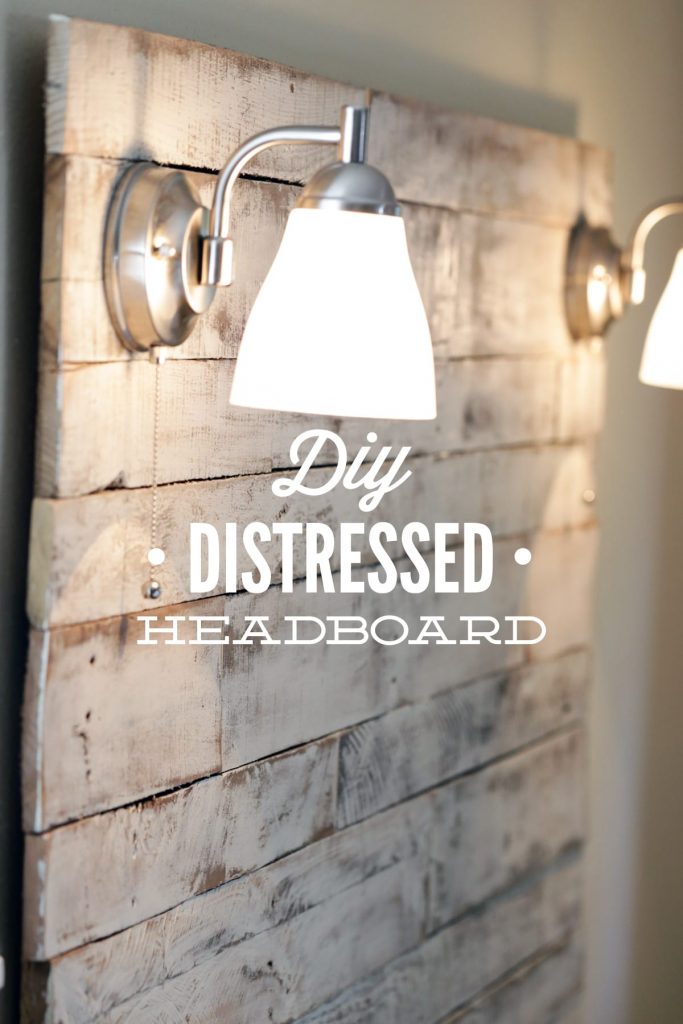How to make an easy weekend DIY Distressed Headboard from salvaged wood pallets. Gorgeous, shabby-chic header board with step-by-step tutorial instructions and pictures!