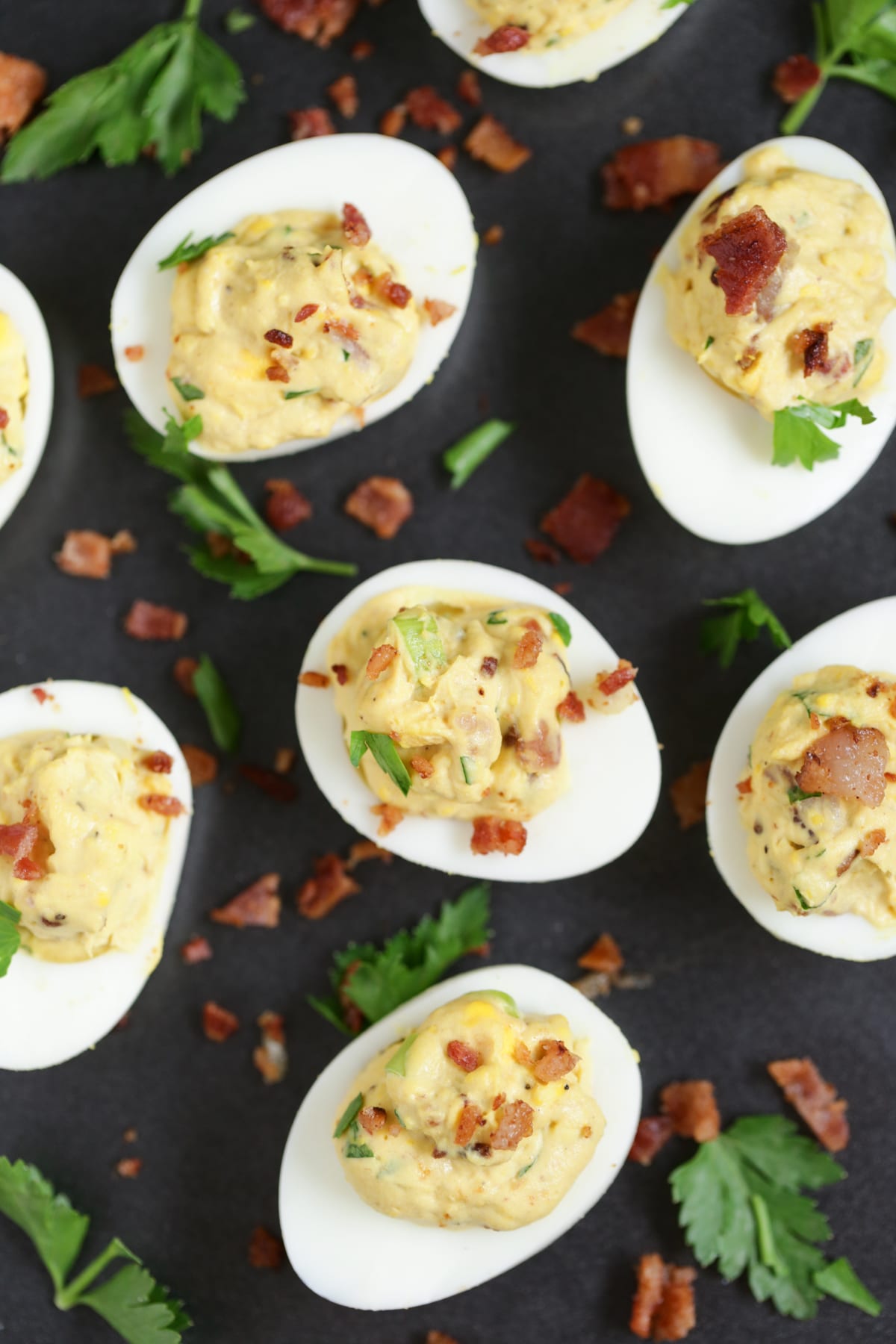 Easy Bacon Deviled Eggs: Only 6 ingredients are required to make the BEST deviled eggs!
