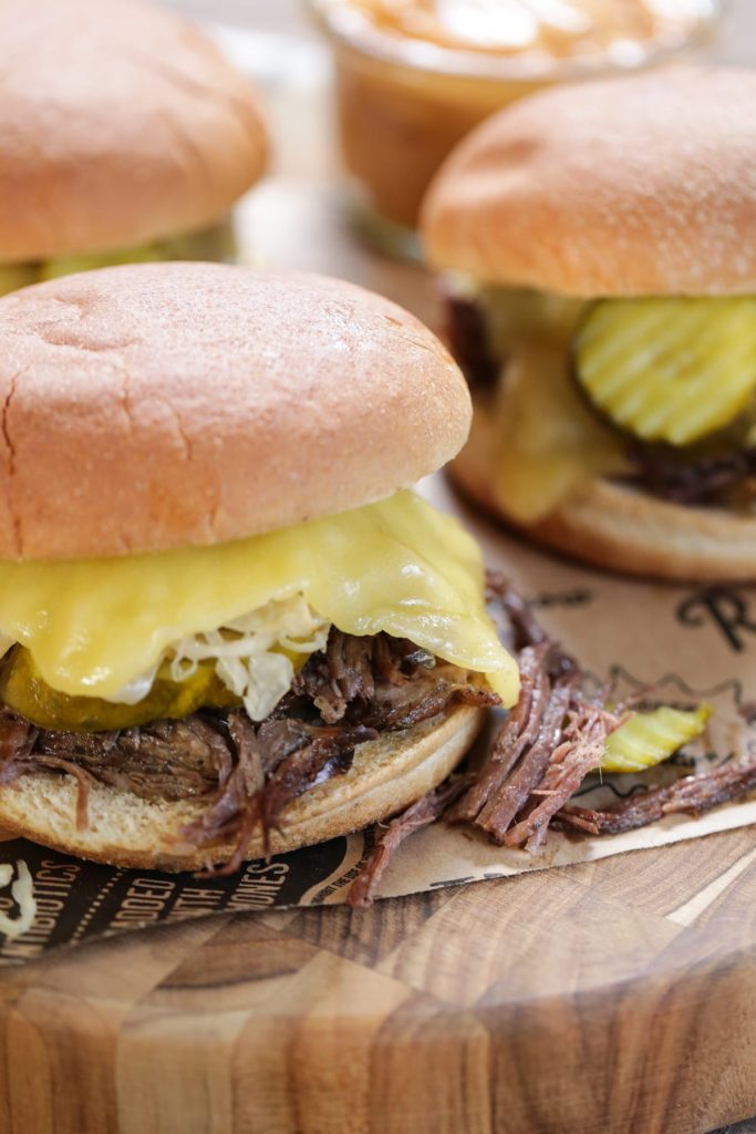 Pulled Beef Sandwiches! These are so easy to make (the crock-pot does all the work) and my family loves them. No nasty ingredients, just simple real food.