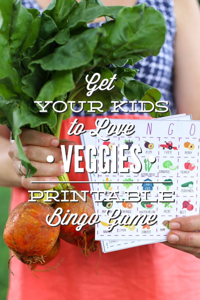 Teach your kids to love fruits and veggies with this free printable fruit and veggie bingo game!