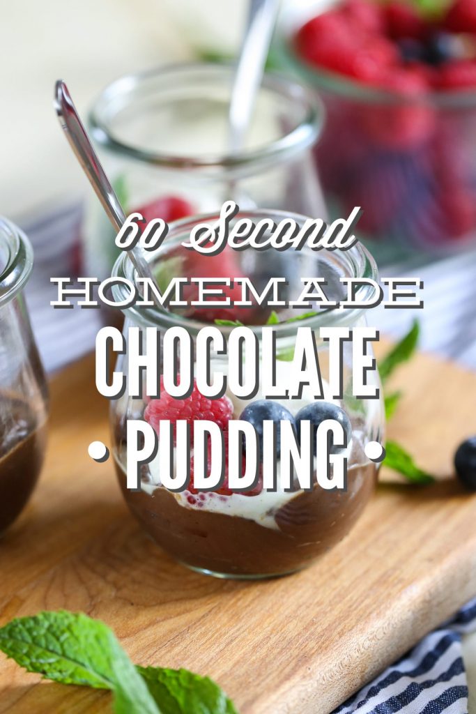 Homemade Chocolate Pudding: rich and decadent! No processed ingredients in this recipe. Plus, you can make this in 60 seconds!!