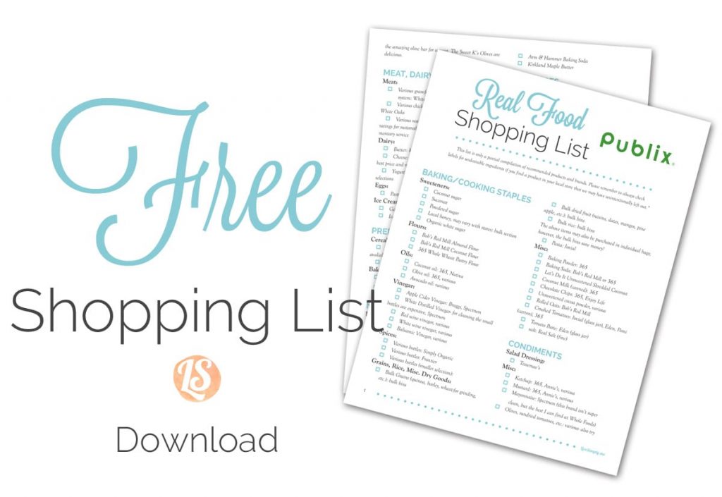 Shopping for real food at Publix! Learn the tricks and tips for finding healthy and affordable food at Publix. Plus, a free printable shopping list.