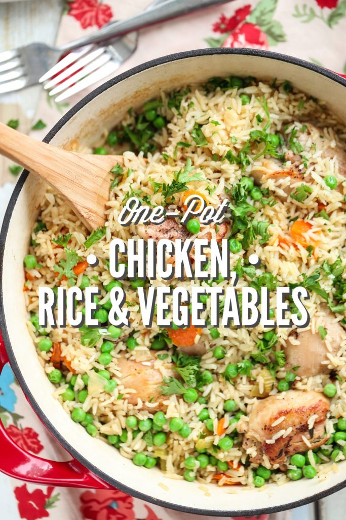 One-Pot Chicken, Rice, and Vegetables. Healthy, inexpensive, family-friendly, and one-pot!! This one-pot real food meal is a family favorite. No cans or processed ingredients.