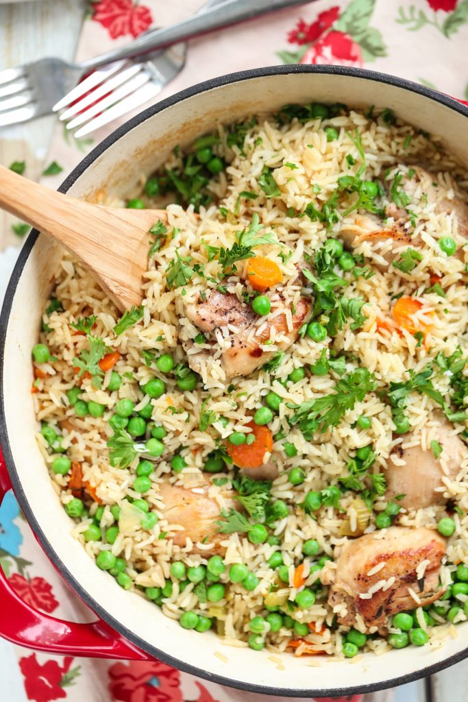 One-Pot Chicken, Rice, and Vegetables. Healthy, inexpensive, family-friendly, and one-pot!! This one-pot real food meal is a family favorite. No cans or processed ingredients.