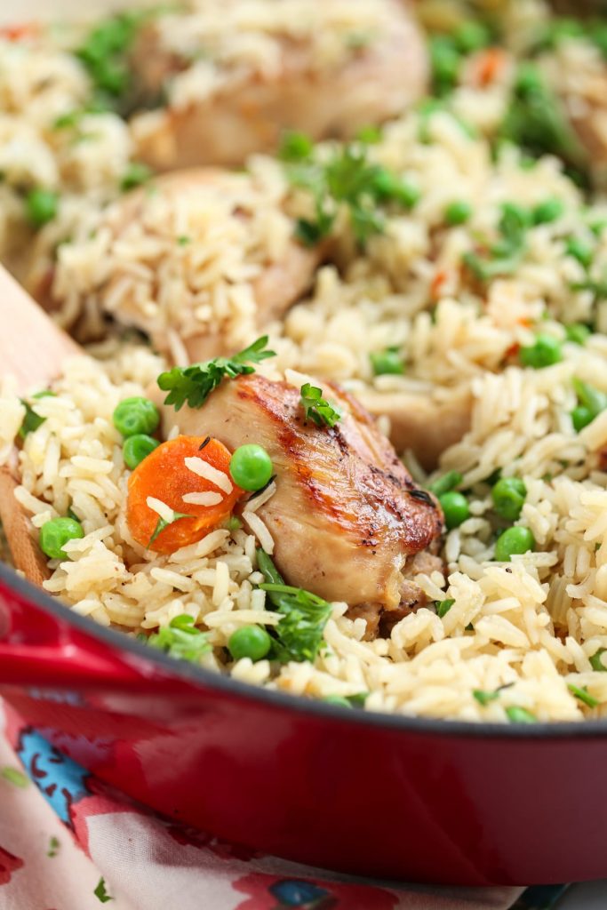 One-Pot Chicken, Rice, and Vegetables. Healthy, inexpensive, family-friendly, and one-pot!! This one-pot real food meal is a family favorite. No cans or processed ingredients.