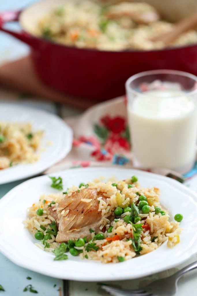 One-Pot Chicken, Rice, and Vegetables. Healthy, inexpensive, family-friendly, and one-pot!! This one-pot real food meal is a family favorite. No cans or processed ingredients.