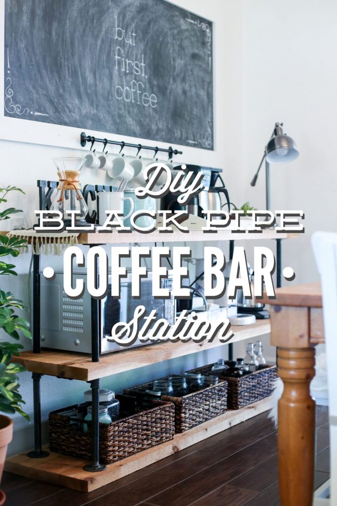 DIY Black Pipe Coffee Bar Station. Don't spend several hundred on a table like this when you can make your own!