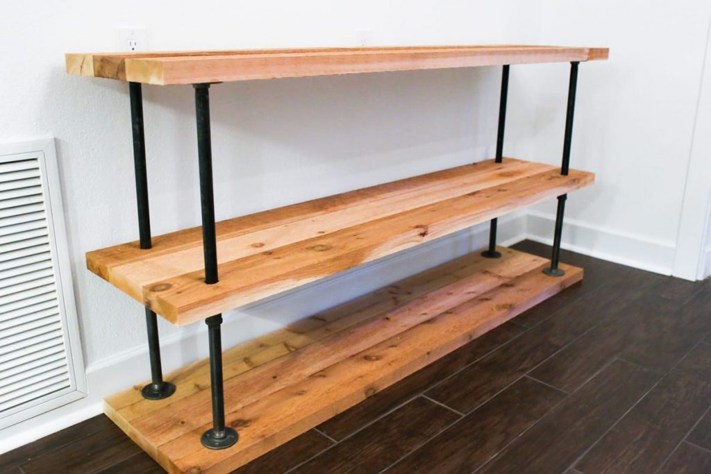 Make an easy pipe and wood coffee station shelf! - Funky Junk Interiors