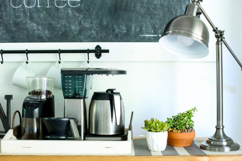 DIY Black Pipe Coffee Bar Station. Don't spend several hundred on a table like this when you can make your own!