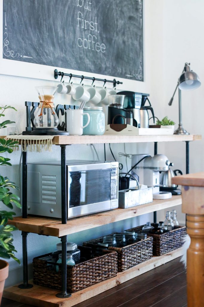 DIY Black Pipe Coffee Bar Station. Don't spend several hundred on a table like this when you can make your own!