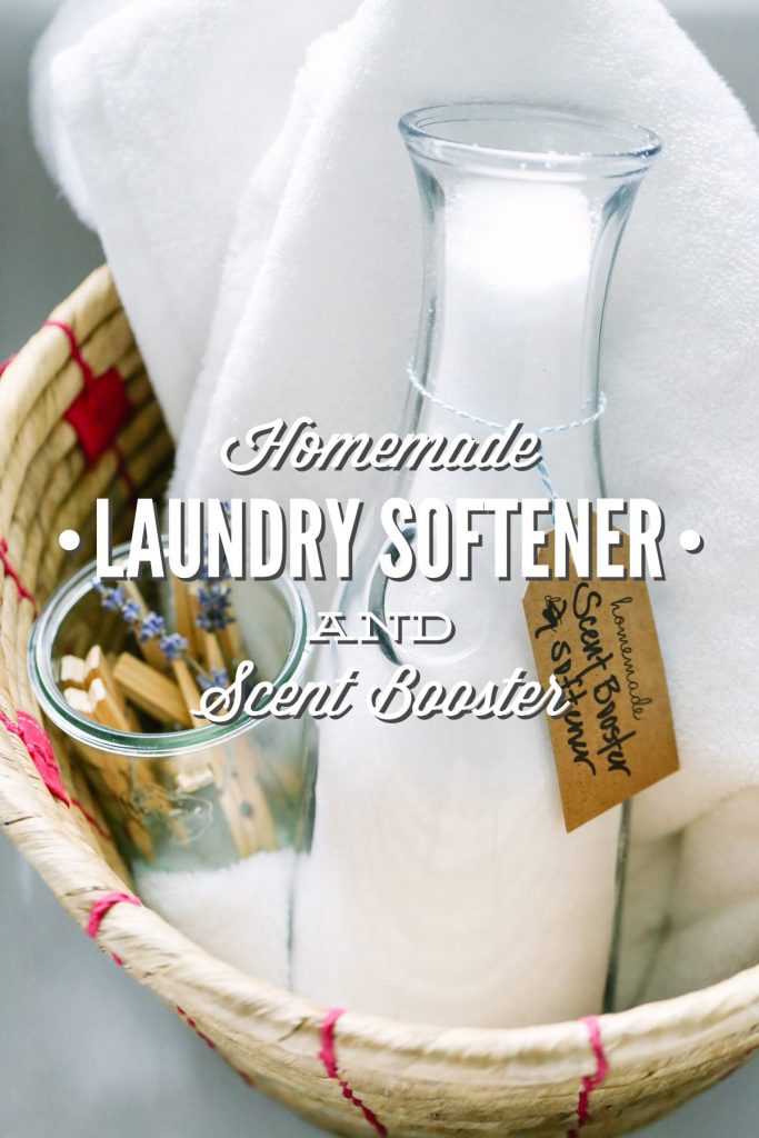 A two-ingredient, homemade fabric softener and scent booster. This stuff is super cheap to make and a great addition to your natural laundry room.