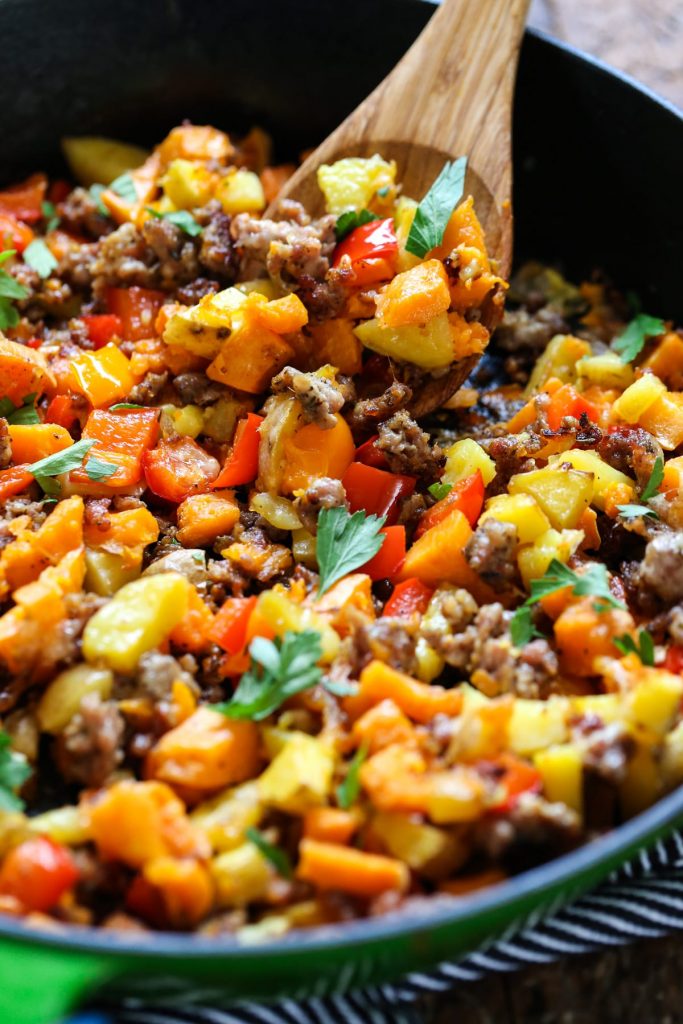 Sausage and Sweet Potato Hash. Enjoy this delicious hash any time of the year, not just in the fall. Your family will love you for this yummy breakfast recipe.