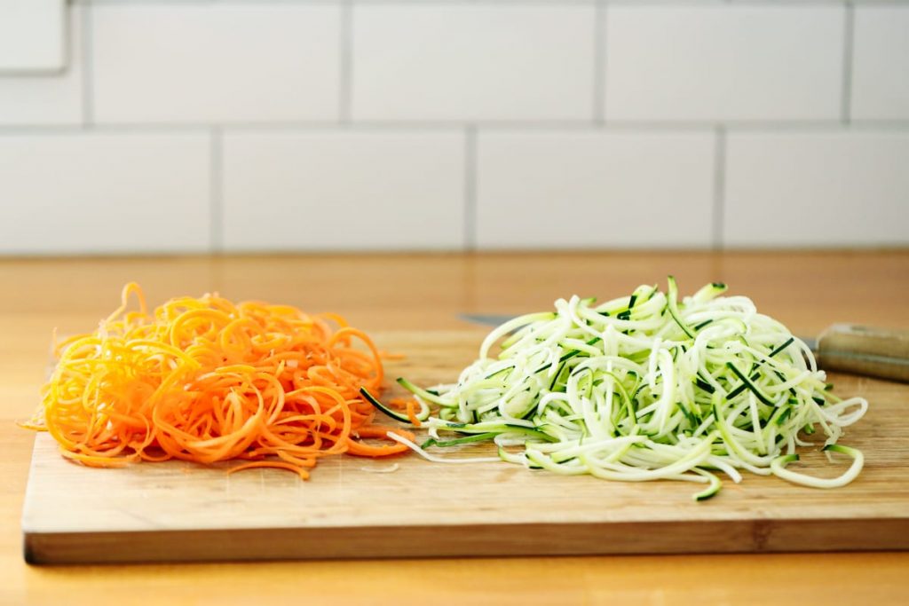 Chicken and Vegetable Noodle Soup: A gluten-free and kid-friendly chicken noodle soup made with homemade veggie noodles!