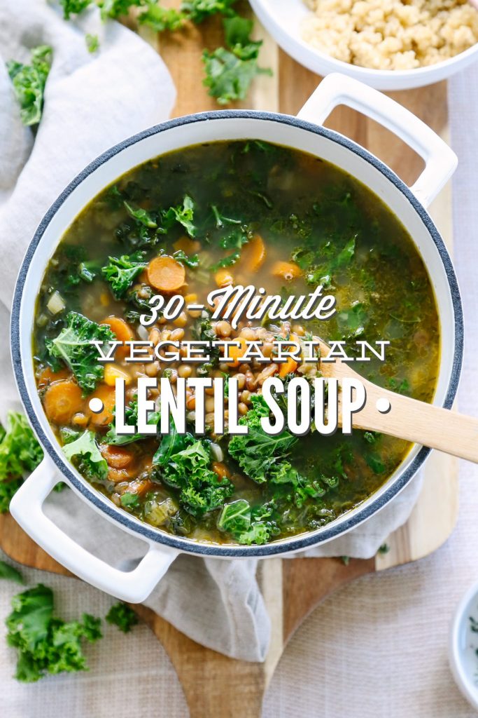 A super easy and hearty vegetarian lentil soup that's made in 30 minutes. This packs so many nutrients and tastes amazing!