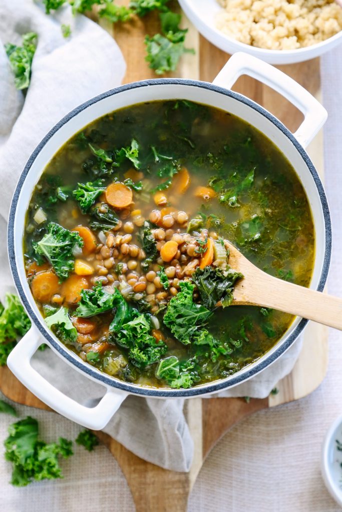 A super easy and hearty vegetarian lentil soup that's made in 30 minutes. This packs so many nutrients and tastes amazing!