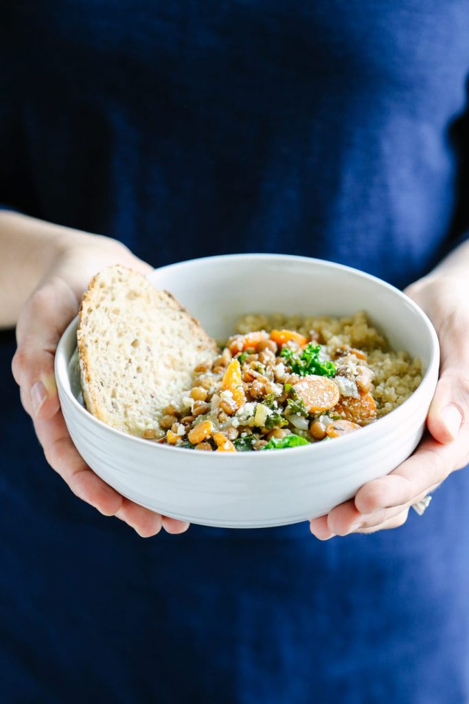 A super easy and hearty vegetarian lentil soup that's made in 30 minutes. This packs so many nutrients and tastes amazing!