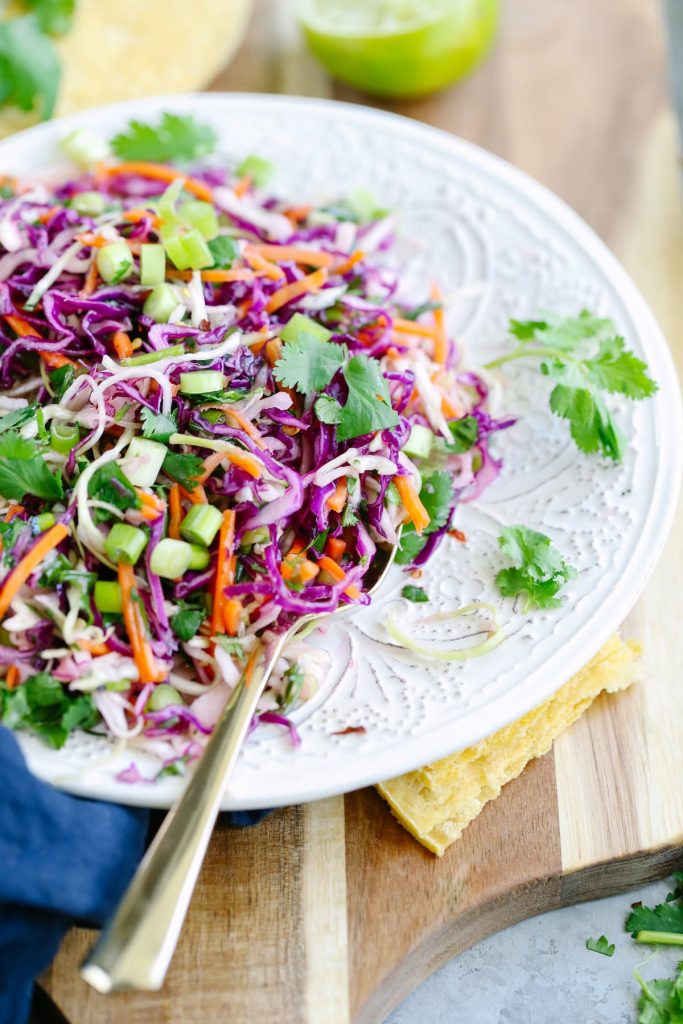 This Cilantro-Lime Coleslaw is perfect for sandwiches, tacos, or as an easy side dish. It's always in my fridge!