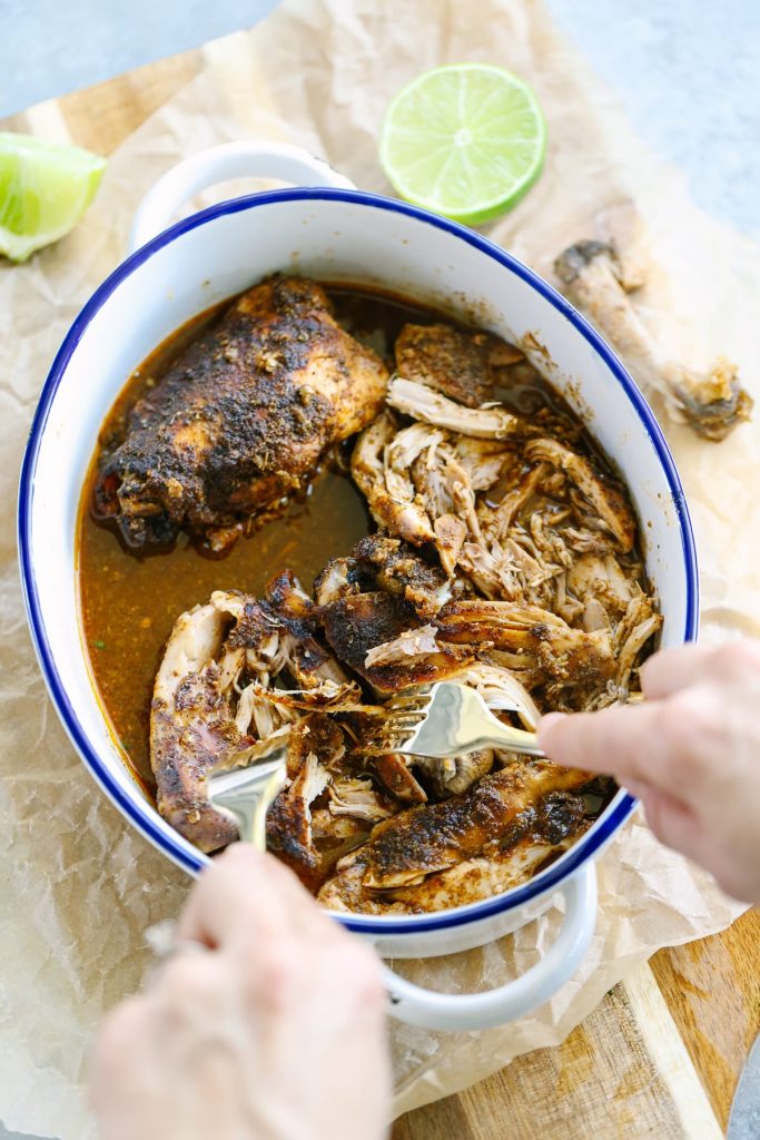 Crockpot Pulled Chicken Taco Meat. A super simple no fuss meal that's packed with flavor! No fancy ingredients or complicated steps.