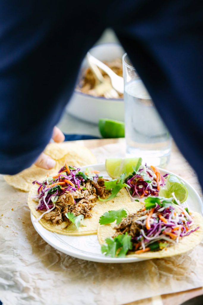 Crockpot Pulled Chicken Taco Meat. A super simple no fuss meal that's packed with flavor! No fancy ingredients or complicated steps.