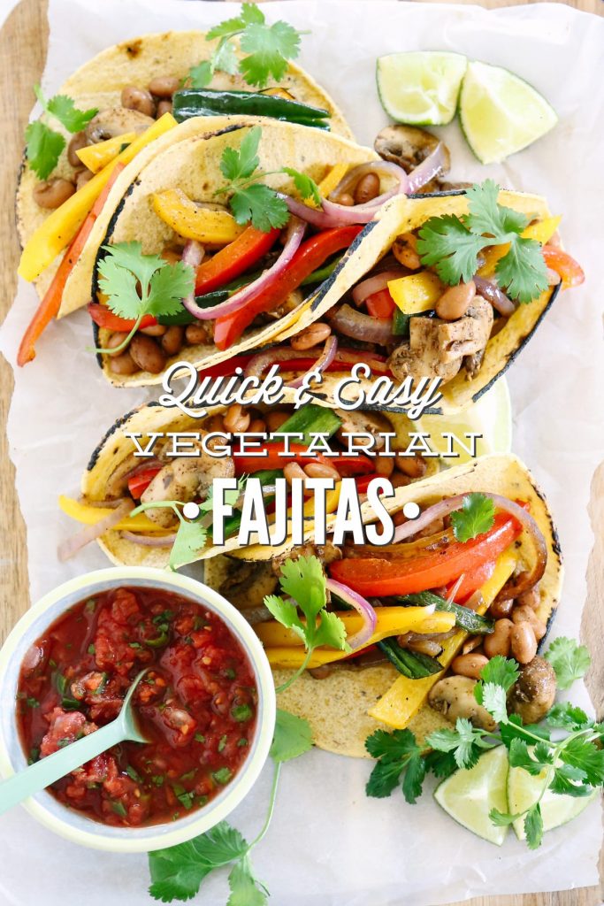 These Quick and Easy Vegetarian Fajitas are husband friendly, kid friendly and mom friendly. And all of that ready in 20 minutes!