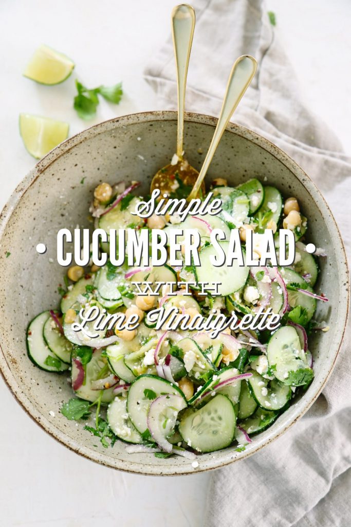 This Simple Cucumber Salad with Lime Vinaigrette is a perfect & easy side dish! Grab the ingredients from your garden or the store and enjoy!