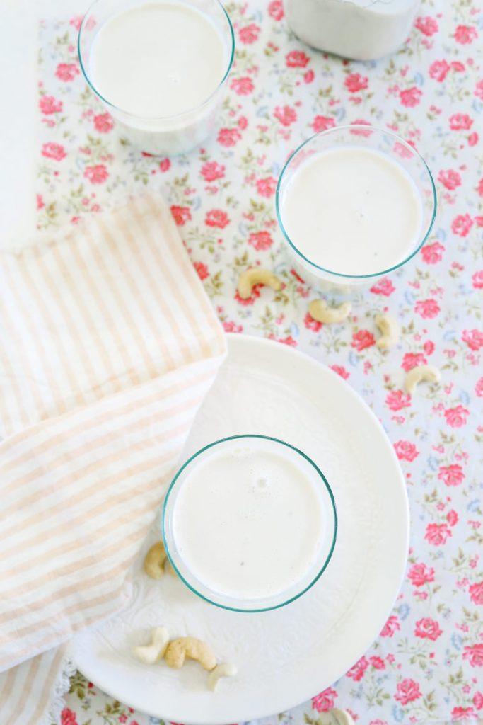 It's super easy to make your own creamy cashew milk! No soaking necessary. It's the perfect substitute for coffee creamer!