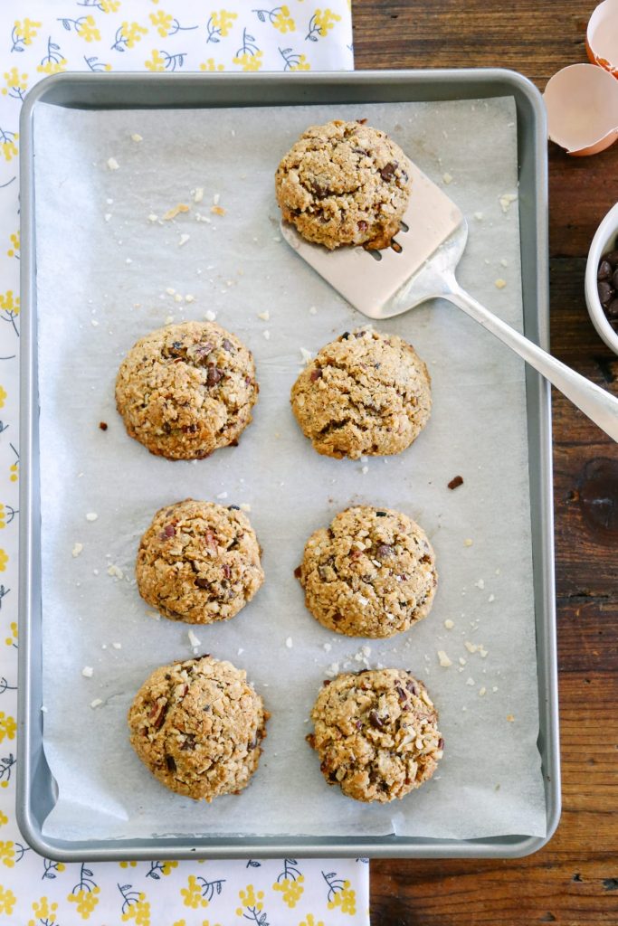 Oatmeal-Coconut Chocolate Chip Cookies. Made with real ingredients! So good.