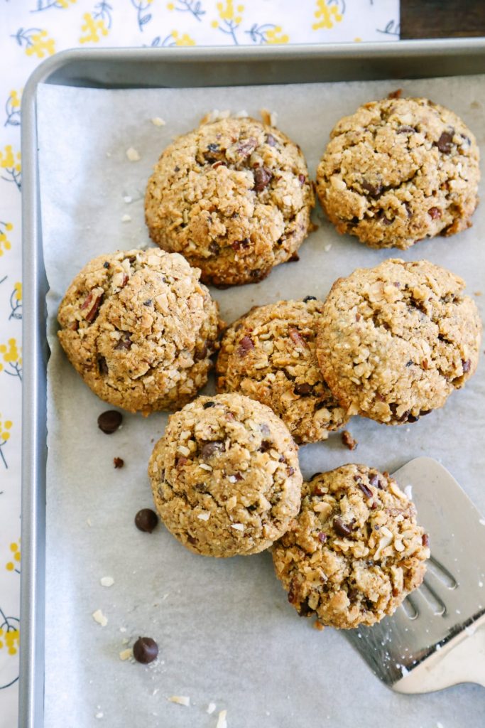 Oatmeal-Coconut Chocolate Chip Cookies. Made with real ingredients! So good.