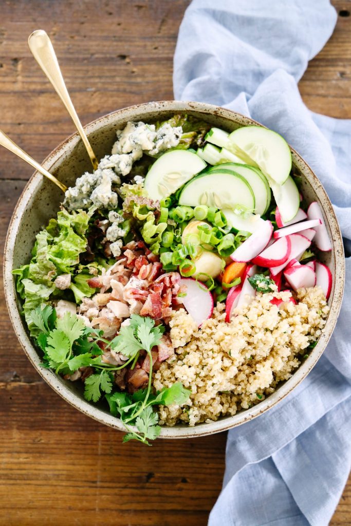 Love this salad! This salad literally takes just minutes to toss together, and everything is made in your kitchen (even the salad dressing!). Such a great weeknight meal the whole family loves.