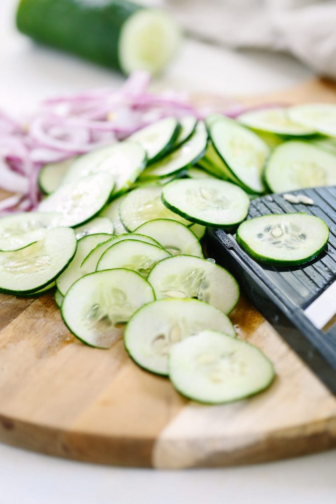 This Simple Cucumber Salad with Lime Vinaigrette is a perfect & easy side dish! Grab the ingredients from your garden or the store and enjoy!