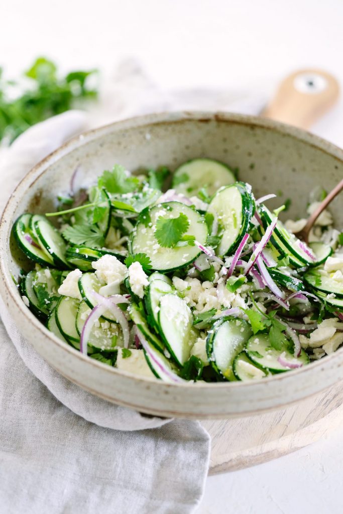 This Simple Cucumber Salad with Lime Vinaigrette is a perfect & easy side dish! Grab the ingredients from your garden or the store and enjoy!