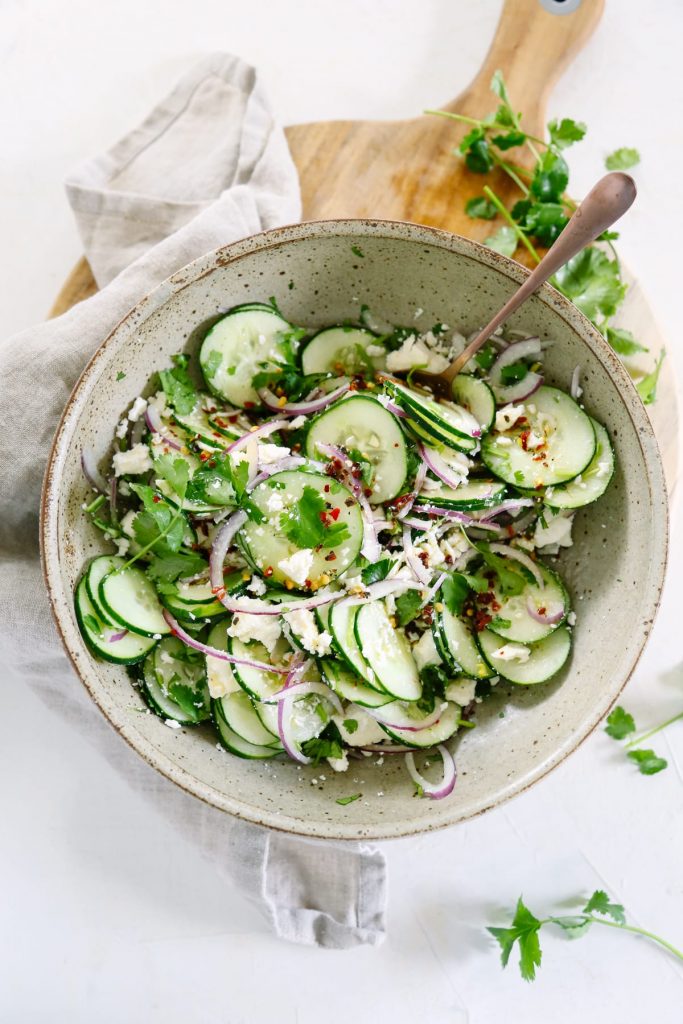 This Simple Cucumber Salad with Lime Vinaigrette is a perfect & easy side dish! Grab the ingredients from your garden or the store and enjoy!