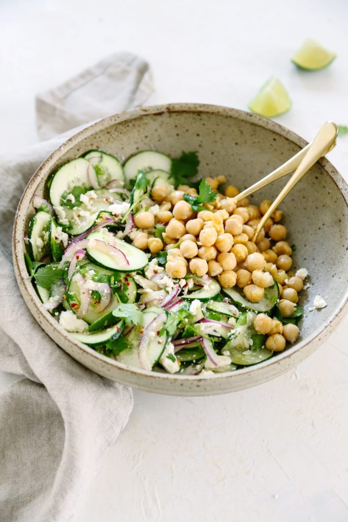 This Simple Cucumber Salad with Lime Vinaigrette is a perfect & easy side dish! Grab the ingredients from your garden or the store and enjoy!