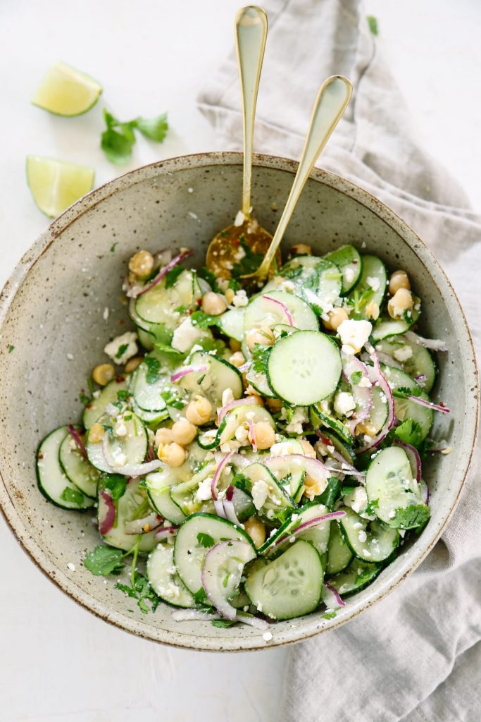 This Simple Cucumber Salad with Lime Vinaigrette is a perfect & easy side dish! Grab the ingredients from your garden or the store and enjoy!