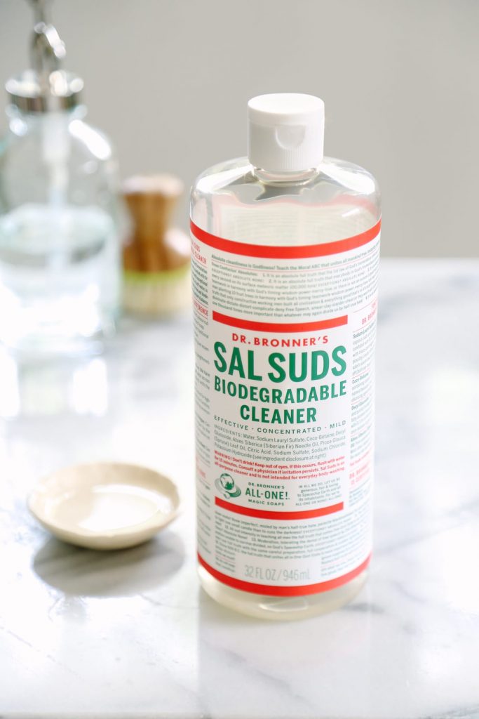 This dish soap only requires three (well, four with water) ingredients. And two of the ingredients are completely optional. Love the grease-fighting power of this soap.