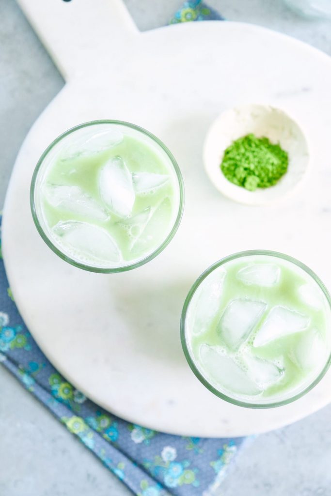 Yum! I love matcha drinks, but I hate the coffee shop price. I can't believe how easy it is to make a matcha drink at home. This recipe includes two options: an iced "latte" (matcha milk) or a frappucino-style drink.